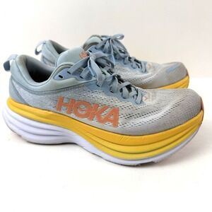 Hoka One One Bondi 8 Womens 10B Blue Orange Yellow Running Walking Shoes Sneaker